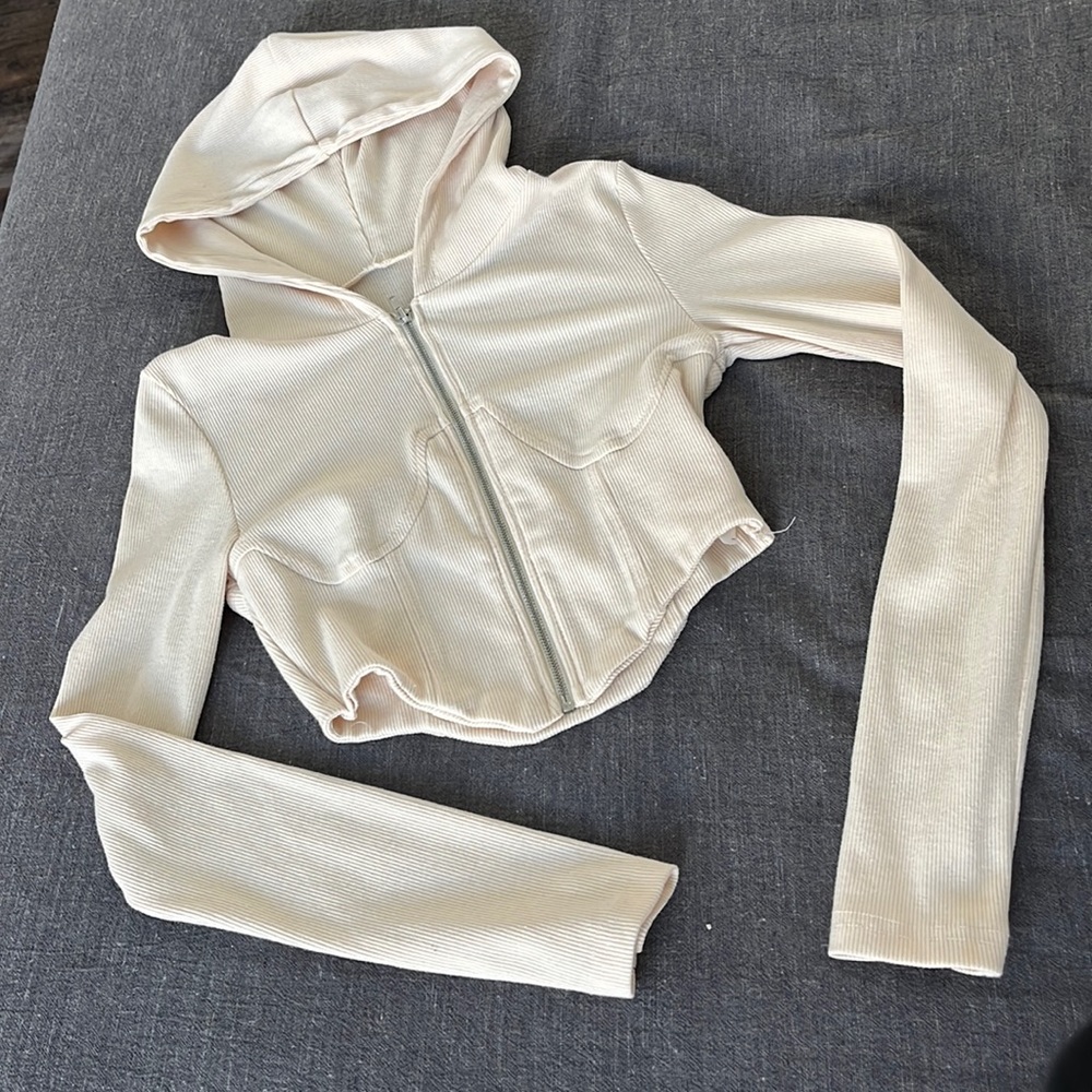 SHEIN zip up hooded crop top